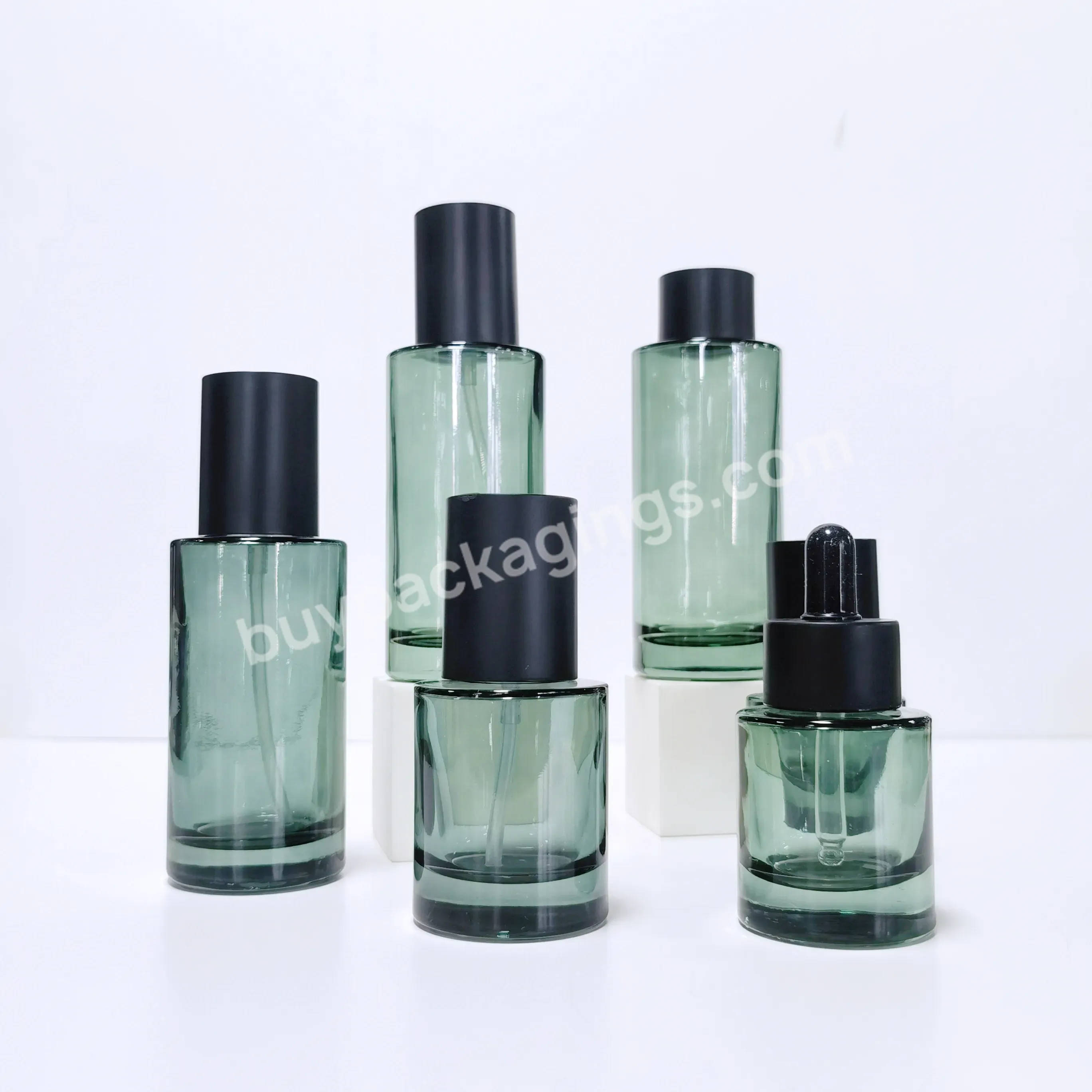 100ml 120ml 150ml Toner Bottle Whole Set Transparent Clear Flat Shoulder Glass Lotion Pump 30ml Cosmetic Bottles