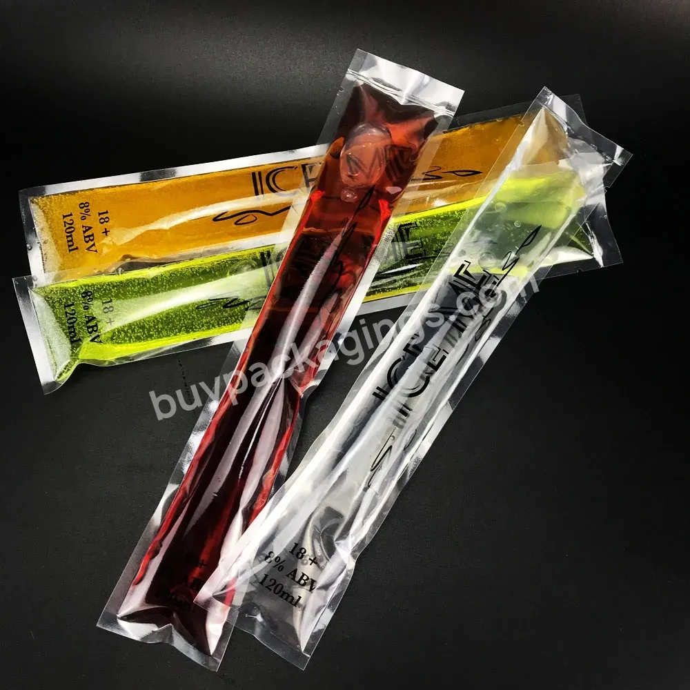 100ml 120ml Food Grade Heat Sealable 3 Side Sealing Plastic Clear Transparent Custom Printed Ice Popsicle Packaging Bags