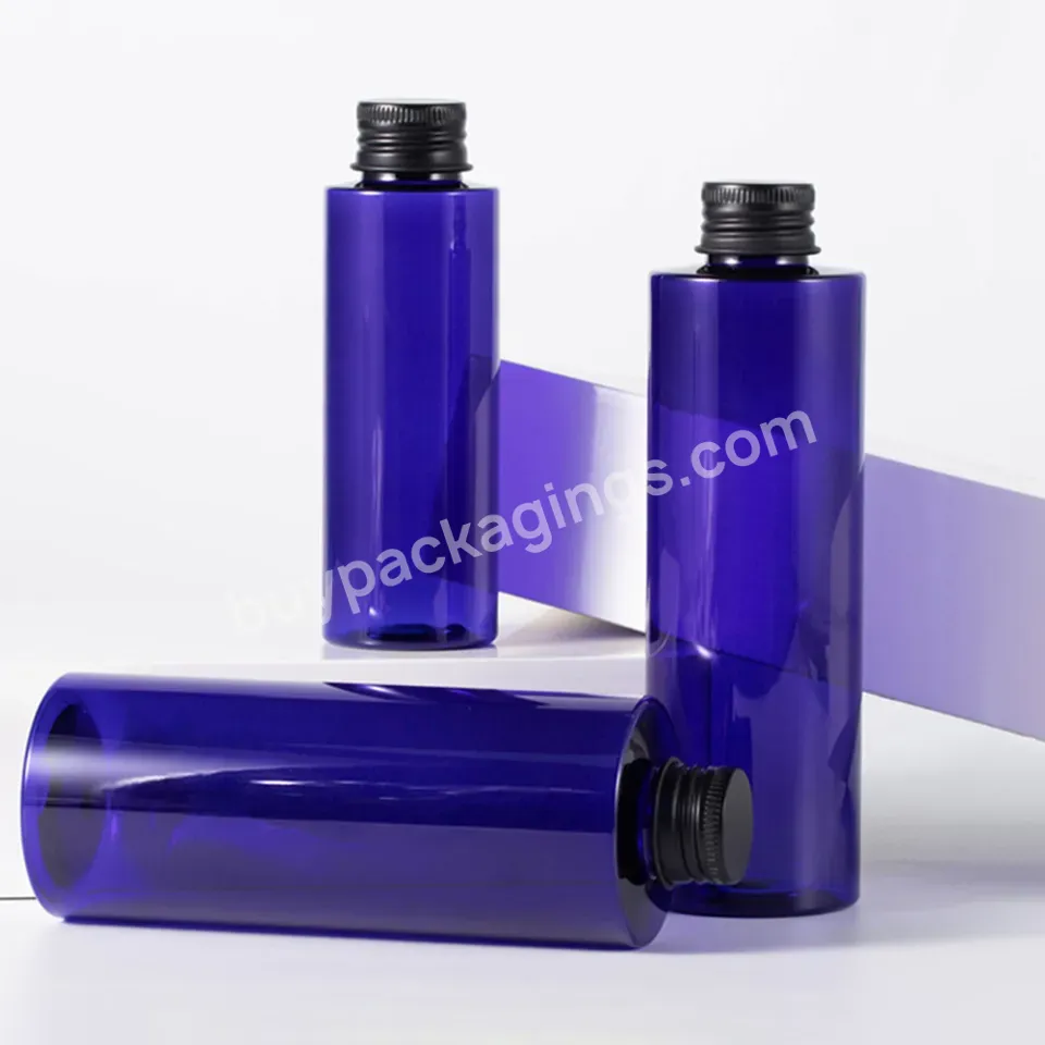 100ml 200ml 250ml Plastic Empty Transparent Blue Toner Cosmetic Bottle With Screw Caps Lotion Bottle