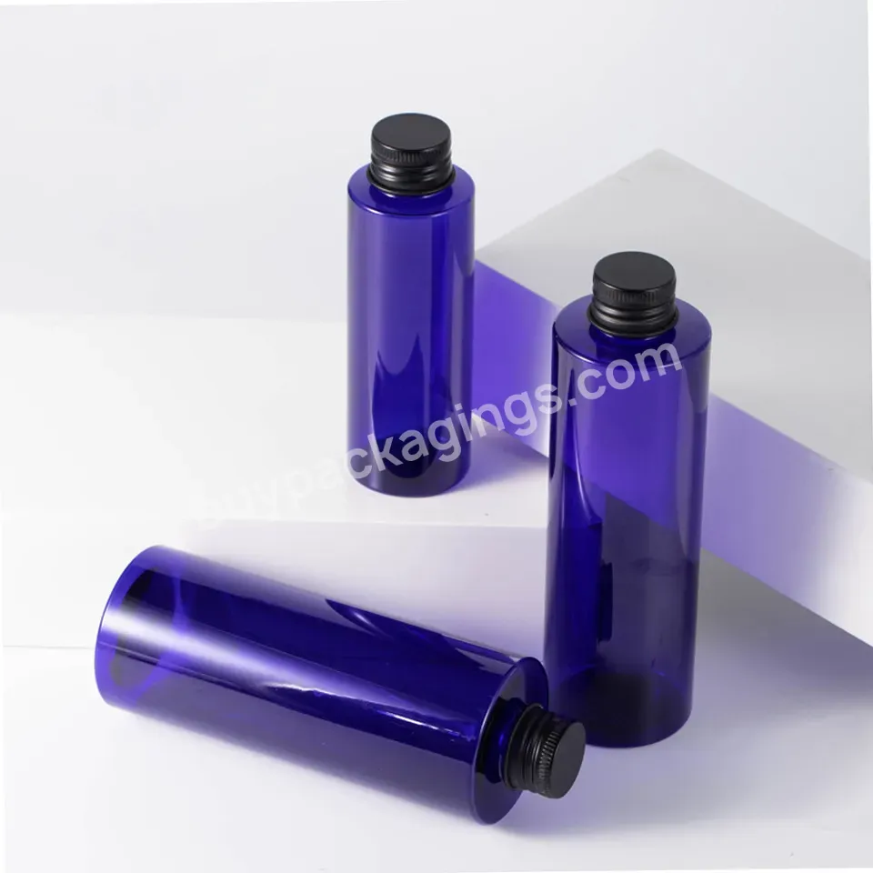 100ml 200ml 250ml Plastic Empty Transparent Blue Toner Cosmetic Bottle With Screw Caps Lotion Bottle