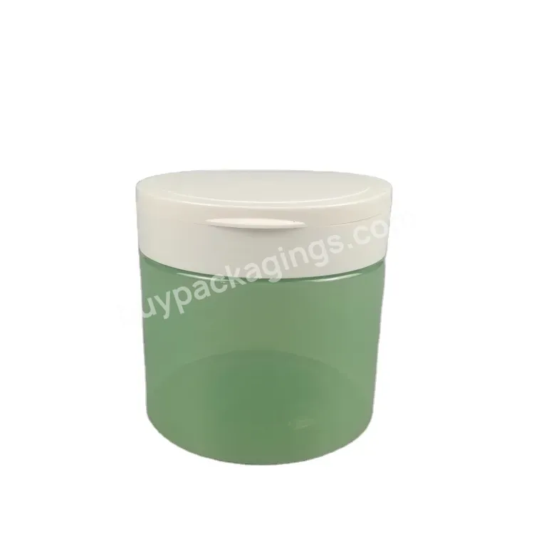 100ml 200ml 300ml 500ml Green Plastic Body Scrub Container Pet Hair Cream Jar With White Flip Top Cap