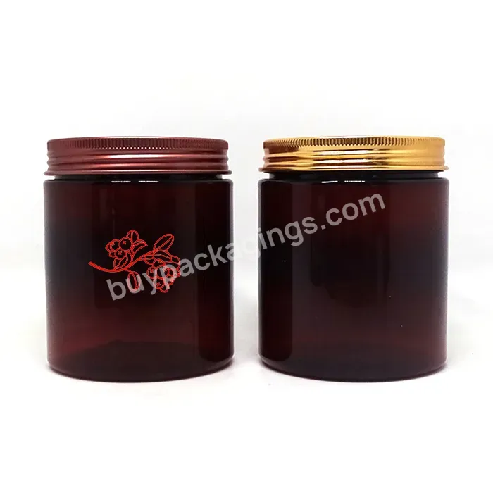 100ml 200ml 8oz 4oz 6oz 12oz Clear White Black Amber Wide Mouth Cosmetic Containers Plastic Pet Jar With Bronze Aluminum Lid