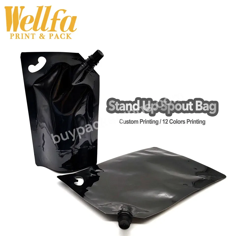 100ml 250ml 500ml 1l 5l Custom Logo Black Food Grade Water Liquid Food Juice Beverage Spout Pouch Bag With Handle