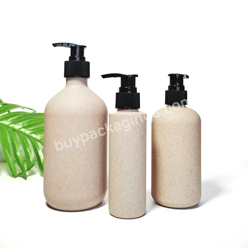 100ml 250ml 500ml Wheat Straw Custom Logo Cosmetic Packing Plastic Shampoo Bottles With Press Lotion Pump Cap