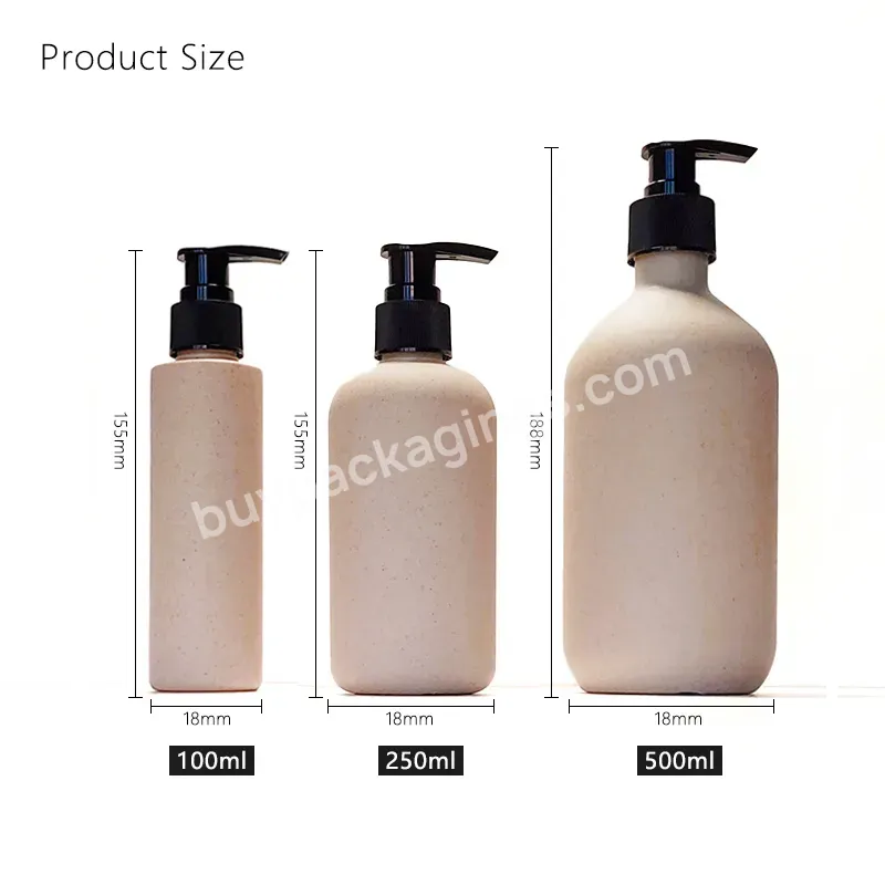 100ml 250ml 500ml Wheat Straw Custom Logo Cosmetic Packing Plastic Shampoo Bottles With Press Lotion Pump Cap