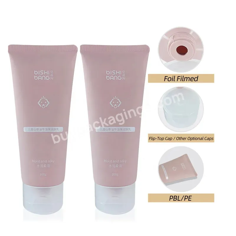 100ml 3.4 Fl Oz Pink Rubber Coating Touch Screen Printing Squeeze Tube Matte Cylinder Tube Container For Cream Cosmetic