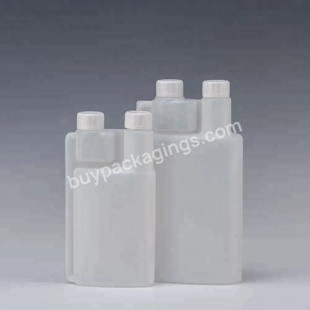 100ml 500ml 1000ml Two Neck Plastic Bottles Double Neck Dose Dispenser Measure Bottle With Screw Cap For Liquid