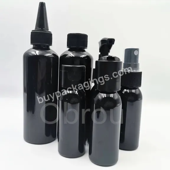 100ml 500ml Lotion Shampoo For Hair Conditioner Essential Oil Bottle Round With Black Plastic Spray Bottles Manufacturing