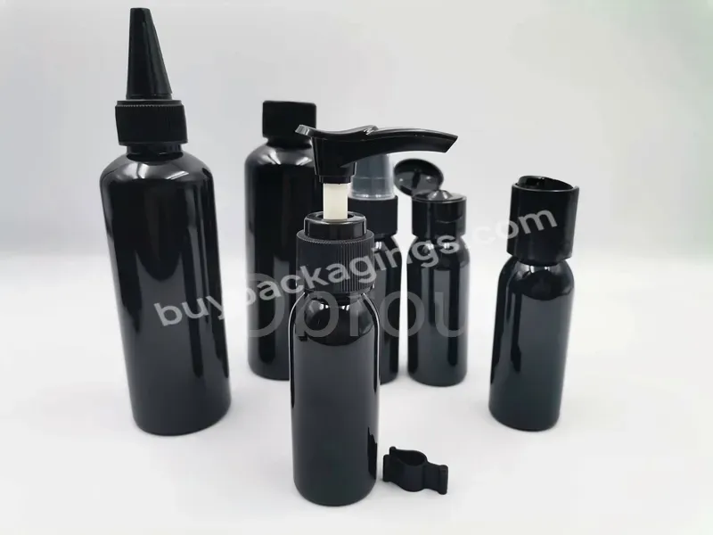 100ml 500ml Lotion Shampoo For Hair Conditioner Essential Oil Bottle Round With Black Plastic Spray Bottles Manufacturing