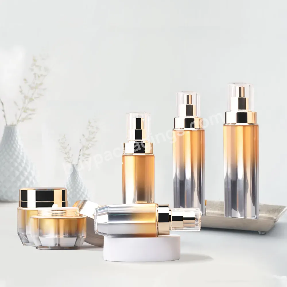 100ml 50g 30g Luxury Cosmetic Packaging Gradient Unique Skin Care Set Lotion Bottle Plastic Acrylic Bottle Serum Cream Jar