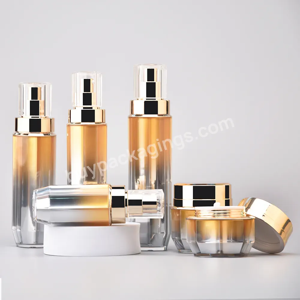 100ml 50g 30g Luxury Cosmetic Packaging Gradient Unique Skin Care Set Lotion Bottle Plastic Acrylic Bottle Serum Cream Jar