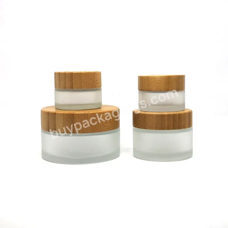 100ml 50g 50 Ml Skincare Skin Care Packaging Containers Bamboo Lid Cosmetics Glass Jar Cream Empty Frosted 50ml With Wooden Cap