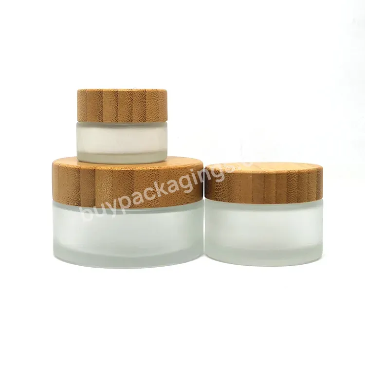 100ml 50g 50 Ml Skincare Skin Care Packaging Containers Bamboo Lid Cosmetics Glass Jar Cream Empty Frosted 50ml With Wooden Cap