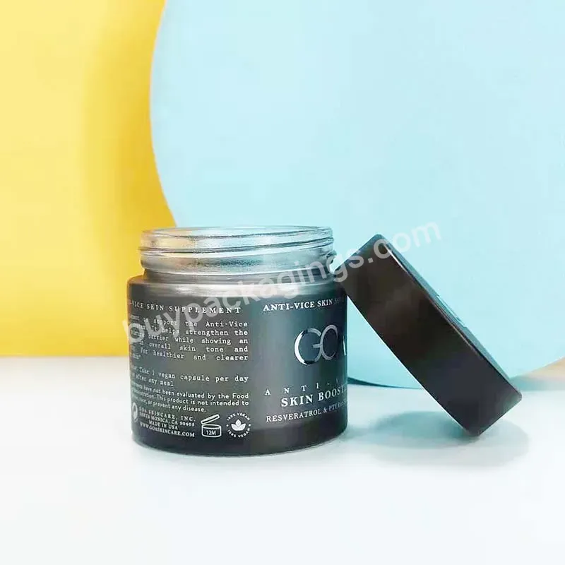 100ml 50g Round Cosmetic Matte Black Glass Cream Container 100g For Body Care Cream Face Cream - Buy Luxury Glass Jar Cosmetics,Bamboo Glass Cosmetic Jar,Glass Cosmetic Jars Round.