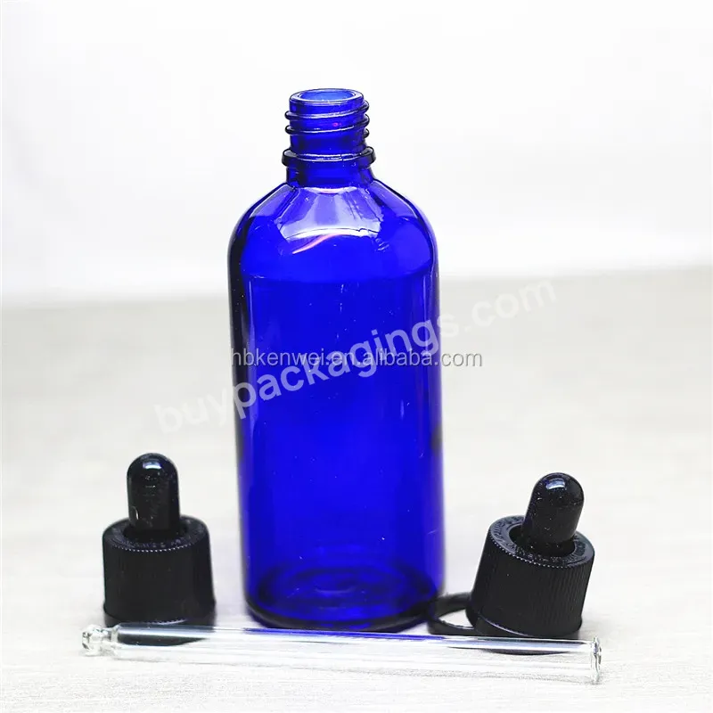 100ml Blue Glass Dropper Bottle