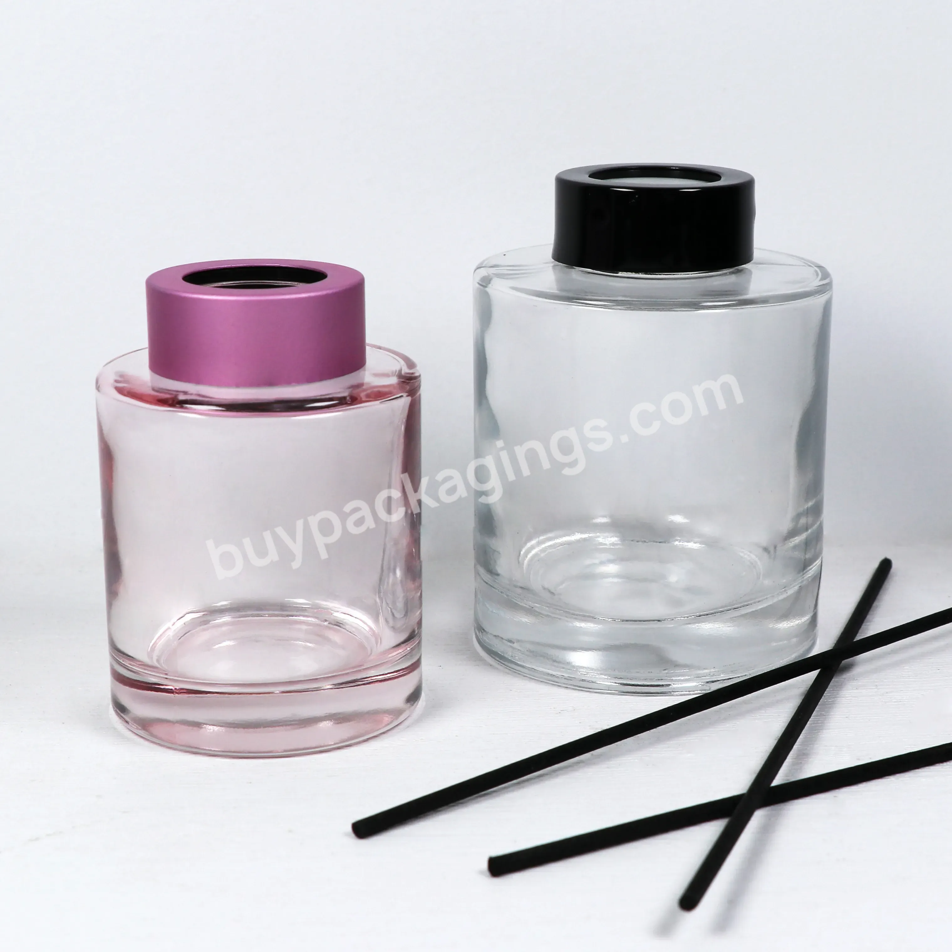 100ml Classic Luxury Empty Clear Gold Black Pink Round Reed Diffuser Glass Bottle With Cap