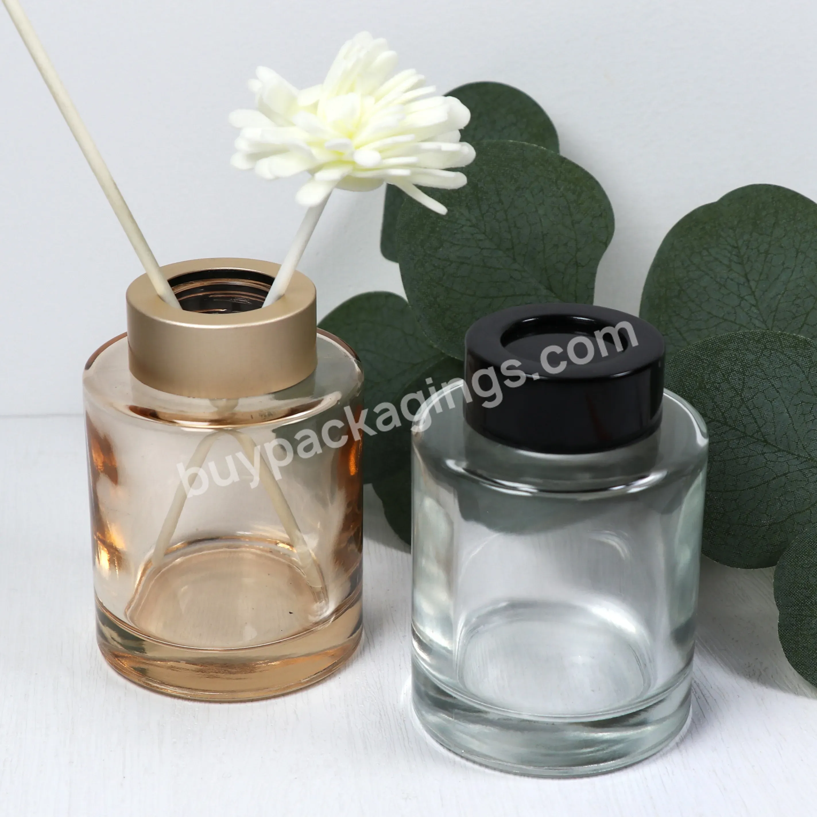 100ml Classic Luxury Empty Clear Gold Black Pink Round Reed Diffuser Glass Bottle With Cap