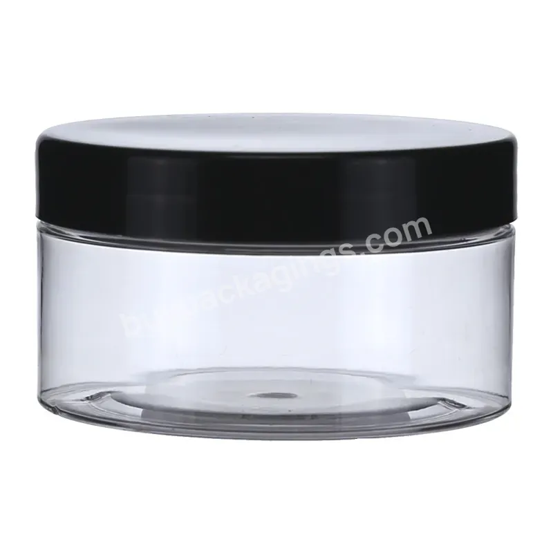 100ml Round Clear Pet Facial Cream Jar With Black Screw Top Lid - Buy Clear Pet Jar With Black Lid,Pet Clear Jar With Screw Top Lid,100ml Clear Pet Cream Jar.