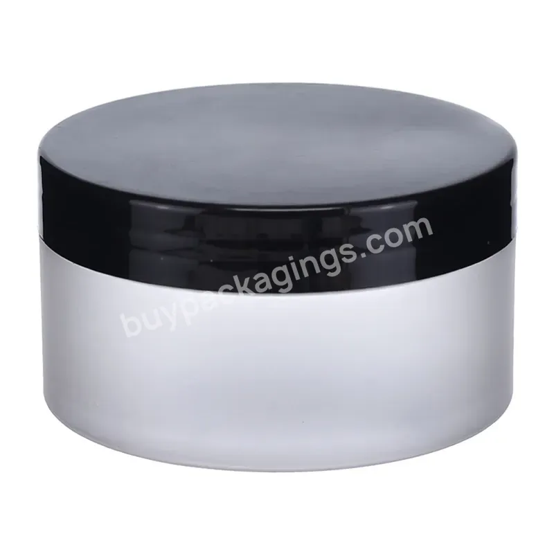 100ml Round Shape Face Cream Jar Frosted Clear Jar With Black Screw Lid