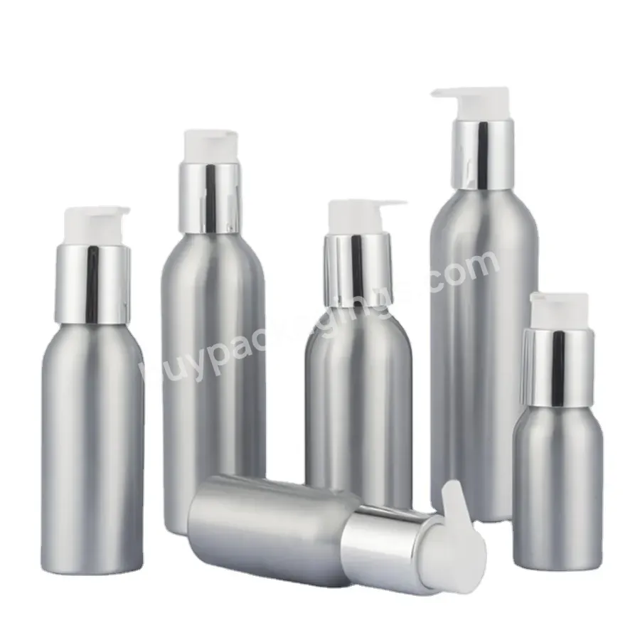 100ml Silver Aluminum Metal Lotion Bottle With Press Pump,Recyclable Aluminum Bottle