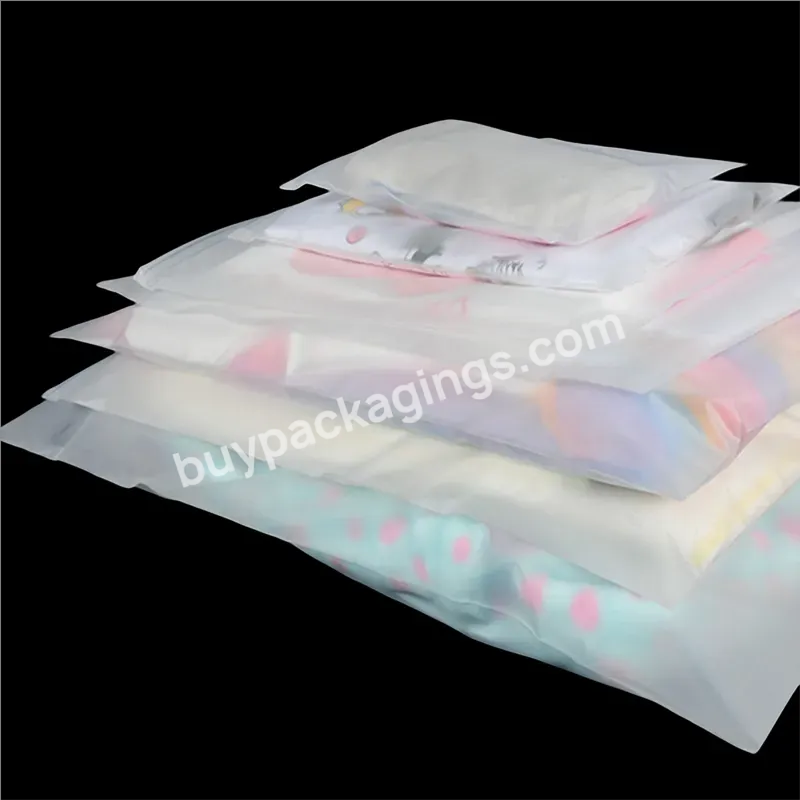 100moq Custom Printing Transparent Plastic Frosted Pvc Frosted Zipper Plastic Matte Clothes Package Pouch Bag