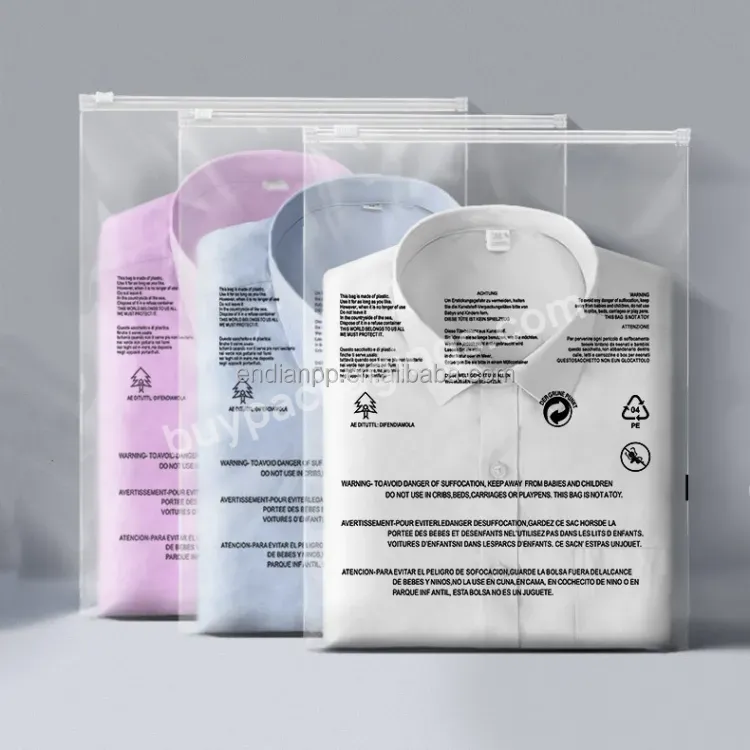 100pcs Per Pack Custom Pe Clear Or Frosted Biodegradable Plastic Shopping Zipper Bag