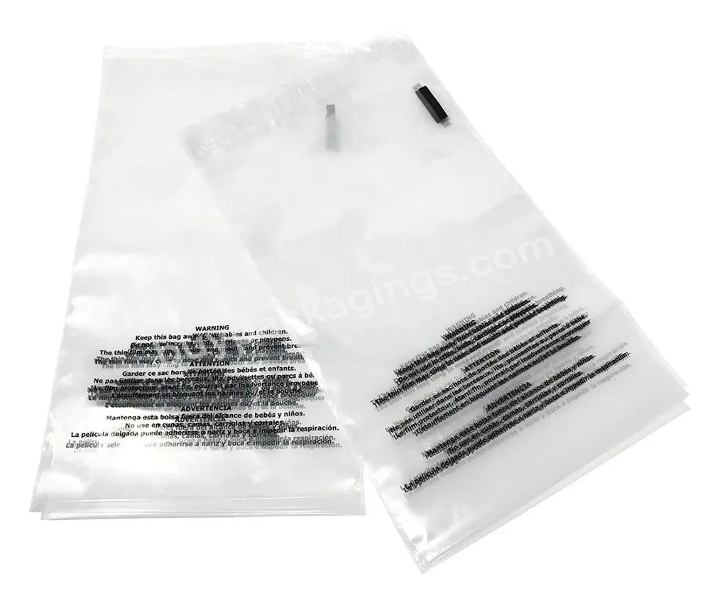 10*13'' Self Seal 1.5mil Clear Poly Bags With Suffocation Warning,Clear Plastic Shirt Packaging Bags