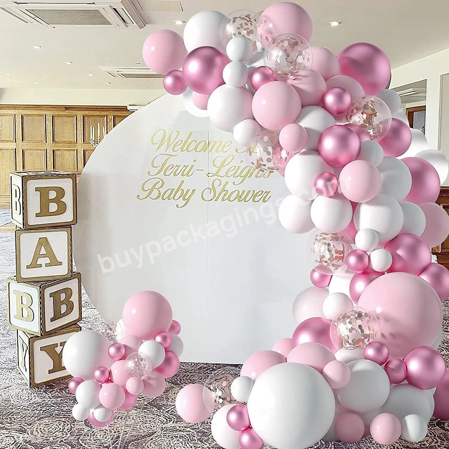 104 PCS Pastel Pink Balloons Arch Garland Kit for Baby Girl Shower Decorations Birthday Wedding Anniversary