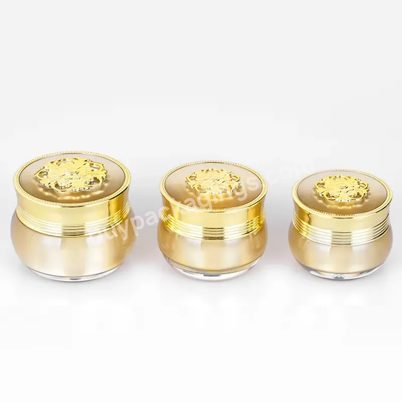 10g 12g 15g 20g 30g Low Moq Ready Stock Luxury Gold Cap Jar Skincare Acrylic Cream Jar Cosmetic Jars