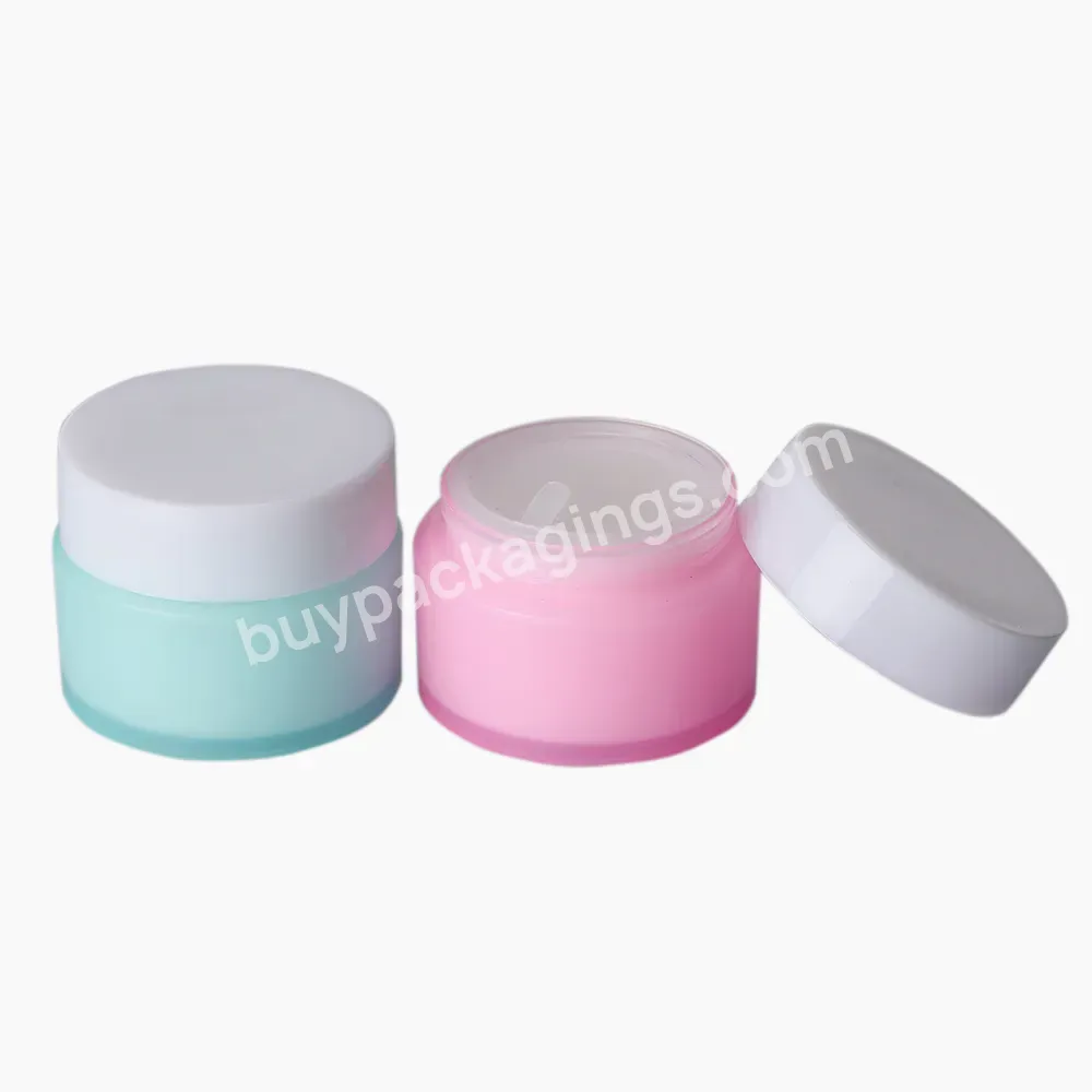 10g 15g 30g Frosted Pink Blue Double Wall Pp Plastic Empty Skin Care Product Container Cosmetic Cream Small Lotion Jar Bottle