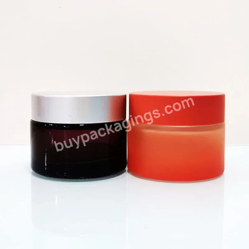 10g 20g 2oz 30 Ml 50g 2 Oz Amber Luxury Face Cosmetic Packaging Custom Empty Frosted Cosmetic Cream Glass Jar With Lids