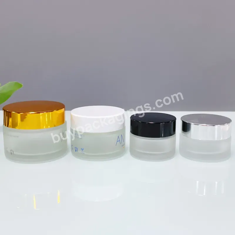 10g 20g 2oz 30 Ml 50g 2 Oz Luxury Face Cosmetic Packaging Containers Custom Empty Frosted Cosmetic Cream Glass Jar With Lids