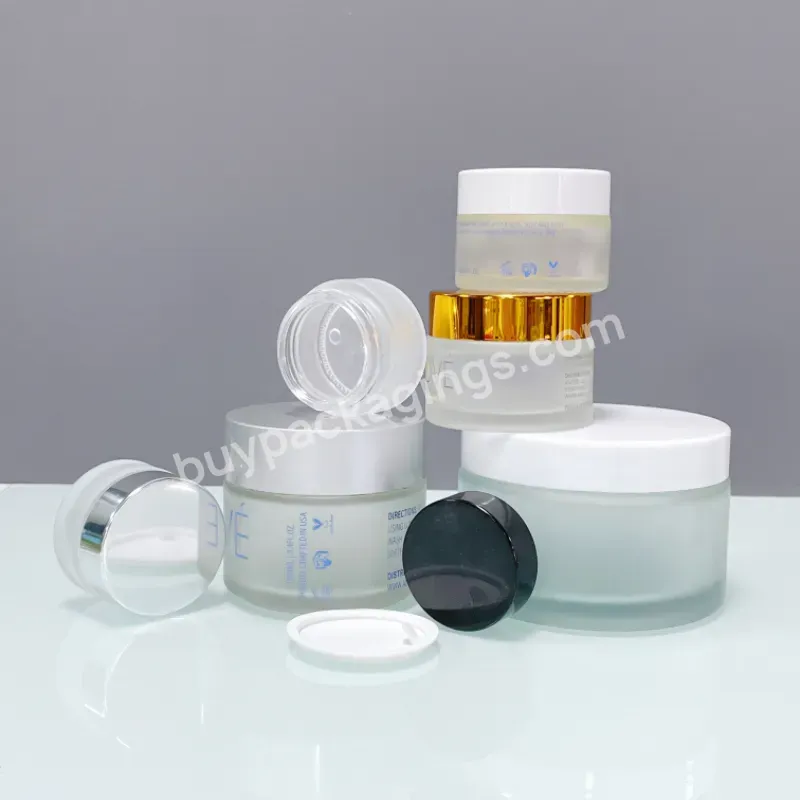 10g 20g 2oz 30 Ml 50g 2 Oz Luxury Face Cosmetic Packaging Containers Custom Empty Frosted Cosmetic Cream Glass Jar With Lids