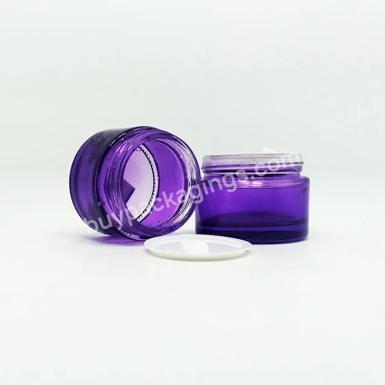 10g 20g 30g 50g 100g Purple Glass Container Round Cosmetic Glass Cream Jar For Skin Care Cream - Buy Frosted Green Glass Cosmetic Jar,Frosted Glass Cosmetic Jar White Cap,Cosmetic Glass Jar For Lip Balm.