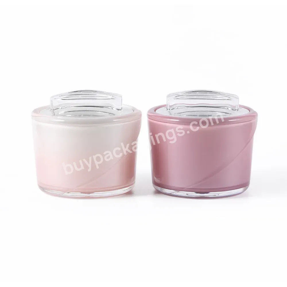 10g Gradient Light Purple Double Wall With Transparent Handle Plastic Cosmetic Packaging Container Emulsion Storage Jar