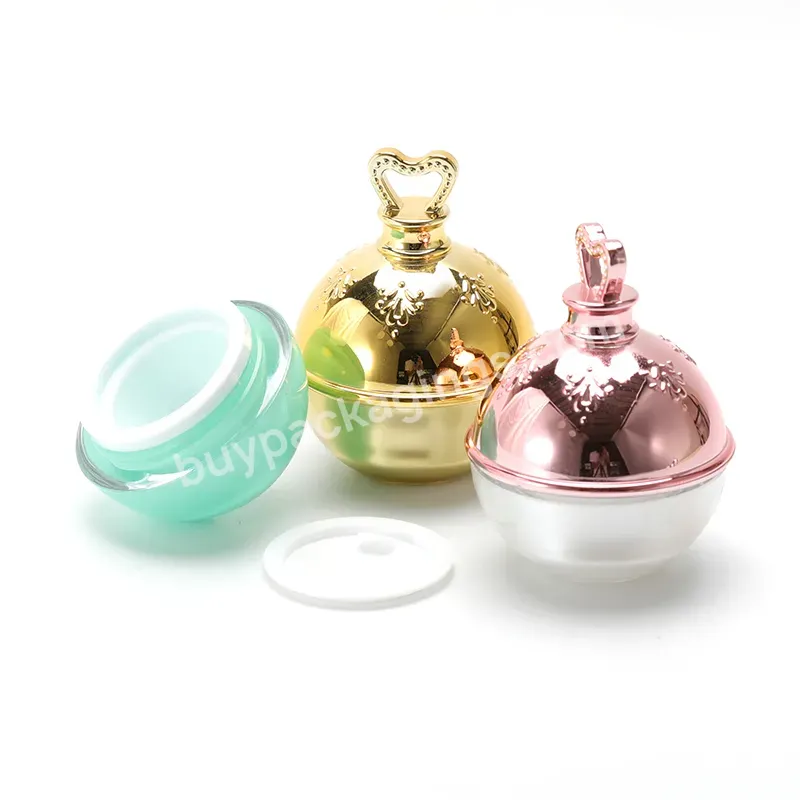 10g Heart-shaped Top Cover Retro Pattern Spherical Acrylic Eye Cream Jar Cosmetic Empty Plastic Packaging Container