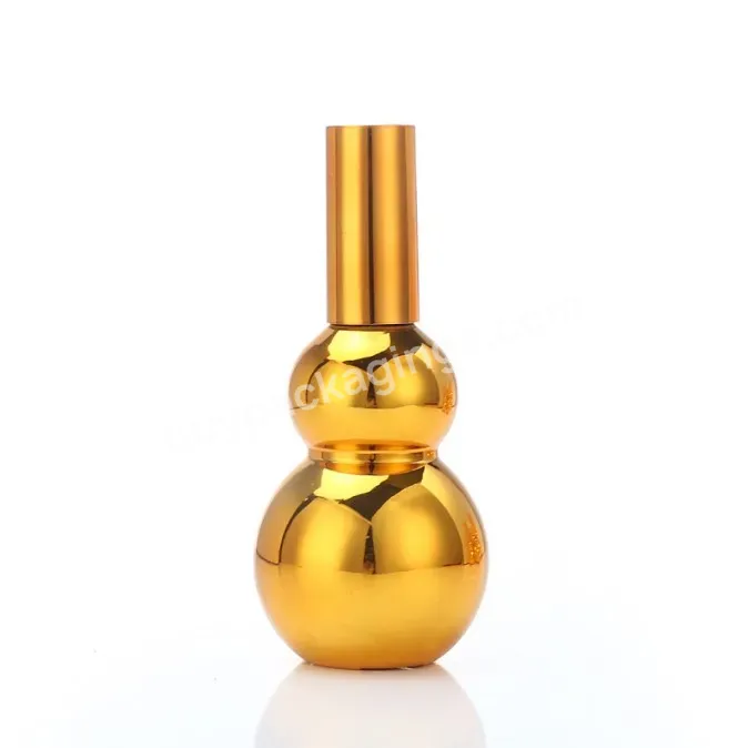 10ml-100ml Gold Electroplated Double Gourd Essential Oil Bottle Dropper Glass Bottle Gold Uv Plated Perfume Bottle With Gold Cap