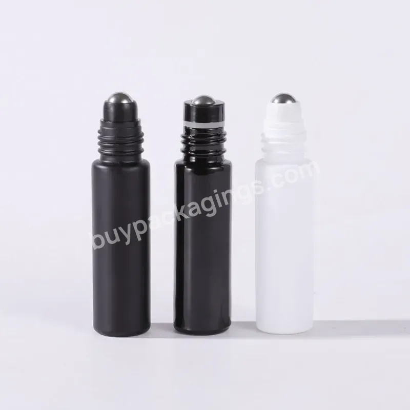 10ml 1/3oz Black Glossy White Perfume Roll On Glass Bottles