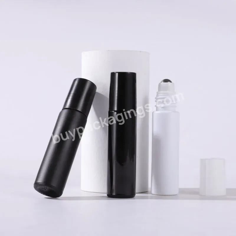 10ml 1/3oz Black Glossy White Perfume Roll On Glass Bottles