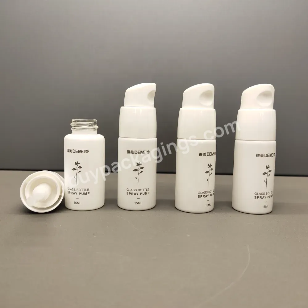 10ml 15ml 20ml 25ml 30ml Matte White Cosmetic Lotion Pump Glass Bottle For Skin Care Cream Packaging