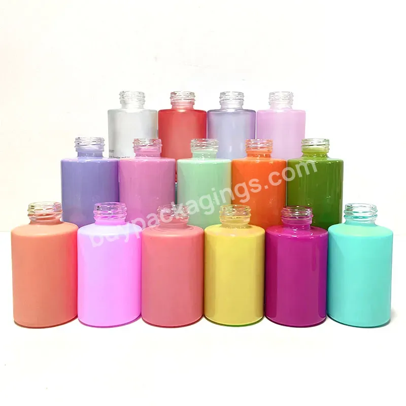 10ml 15ml 20ml 30ml 40ml 50ml 60ml 1oz Colorful Frosted Purple Pink Yellow Blue Flat Shoulder Glass Serum Dropper Bottles