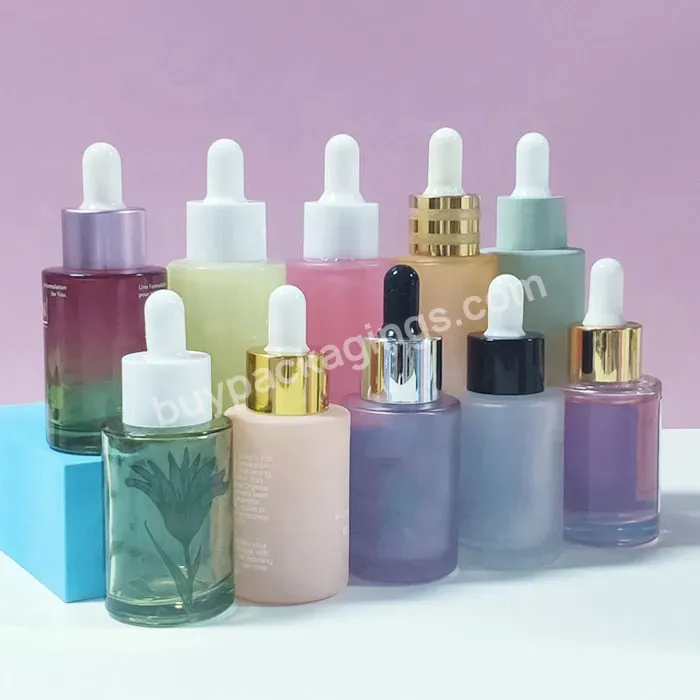 10ml 15ml 20ml 30ml 40ml 50ml 60ml 1oz Colorful Frosted Purple Pink Yellow Blue Flat Shoulder Glass Serum Dropper Bottles