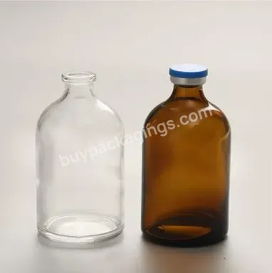 10ml 15ml 20ml 30ml 50ml 100ml Amber Clear Sterile Injection Molded Glass Vials With Rubber Stopper And Aluminium Cap