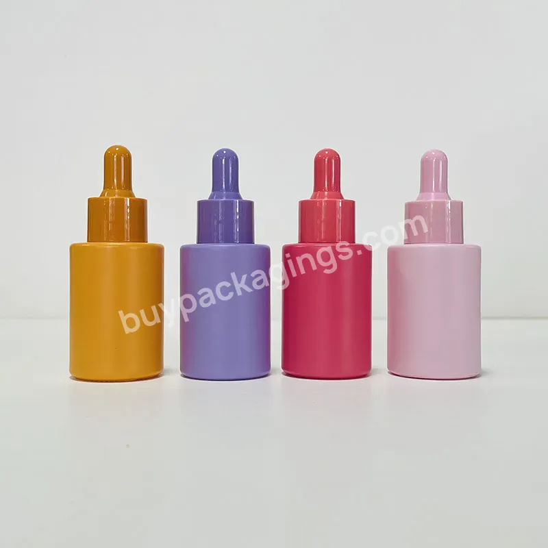 10ml 15ml 20ml 30ml 50ml 100ml Blue Green Orange Pink Yellow Red Purple Cosmetic Packaging Flat Shoulder Dropper Bottle With Lid