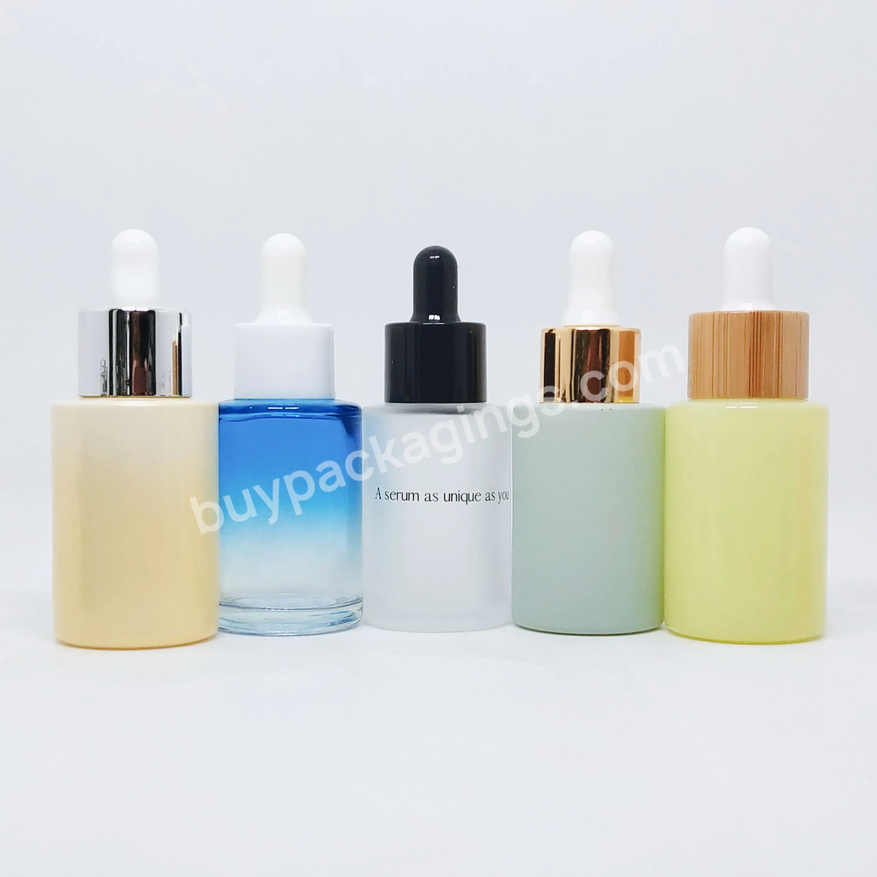 10ml 15ml 20ml 30ml 50ml 100ml Green Amber Blue Yellow Clear Essential Oil Perfume Empty Flat Shoulder Glass Jar With Lid