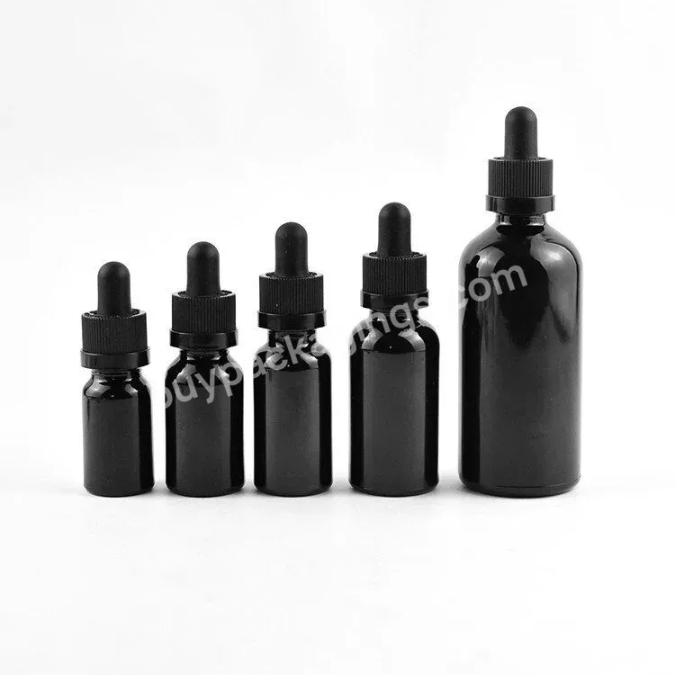 10ml 15ml 20ml 30ml 50ml 100ml Matte Black Essential Oil Serum Glass Dropper Bottle With Bamboo Aluminum Cap