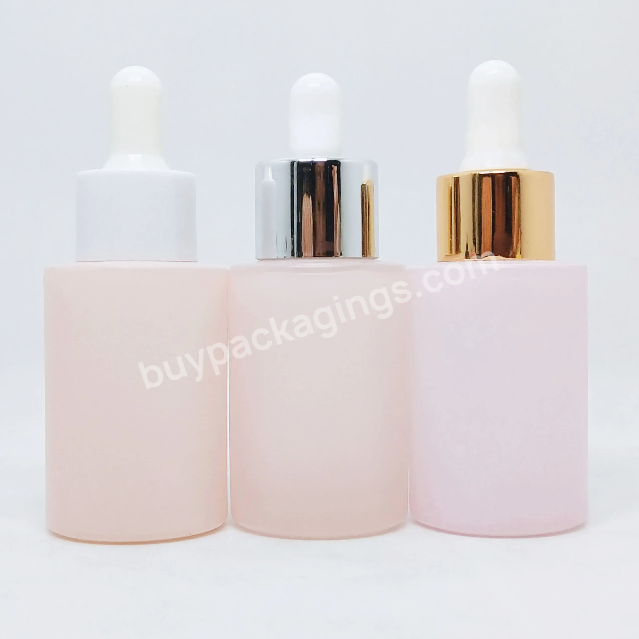 10ml 15ml 20ml 30ml 50ml 100ml Pink Hot Sale Empty Cylindrical Essential Oil Hair Oil Glass Flat Shoulder Dropper Bottle