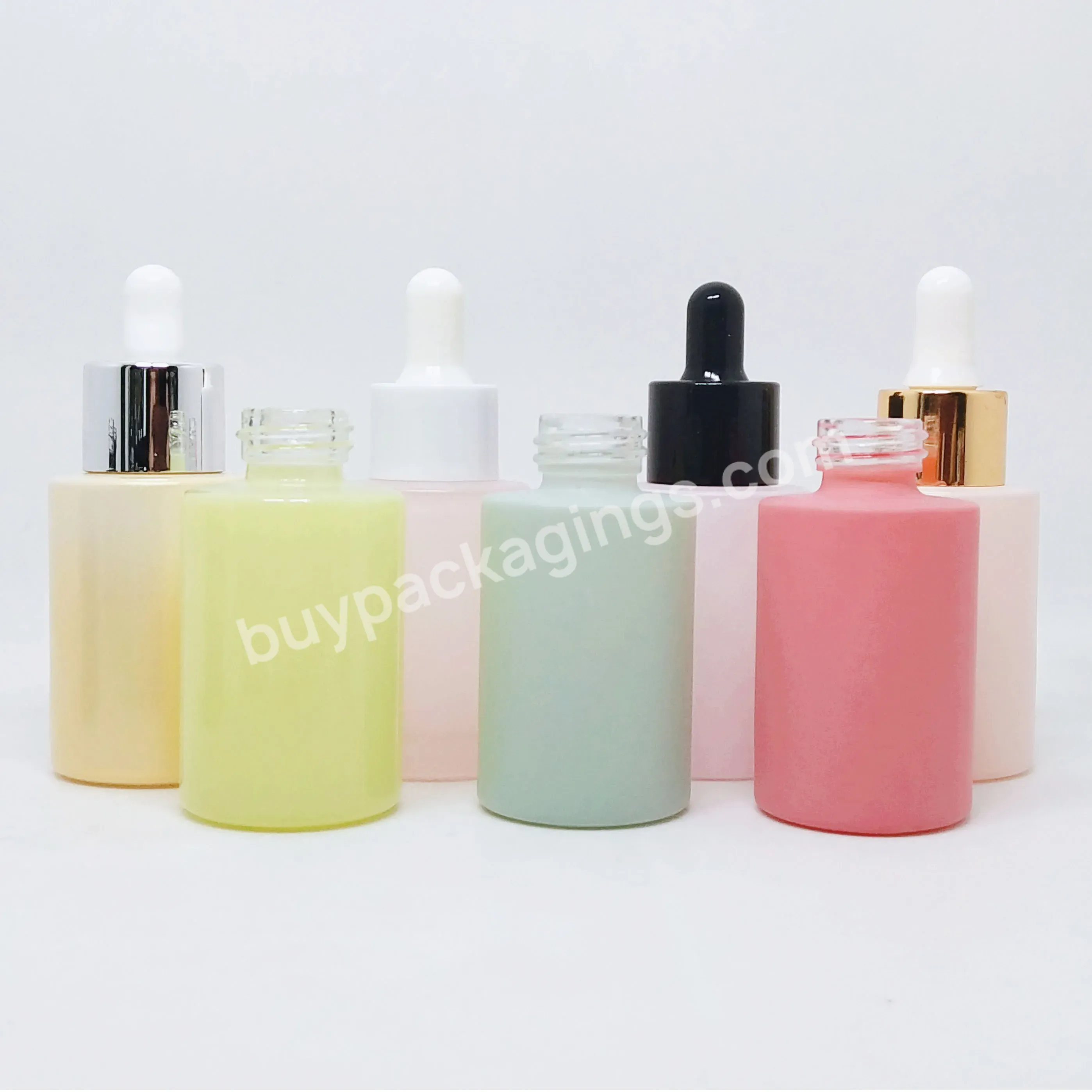 10ml 15ml 20ml 30ml 50ml 100ml Yellow Green Pink Skin Oil Bread Oil Cosmetic Flat Shoulder Glass Bottle With Aluminum Lid