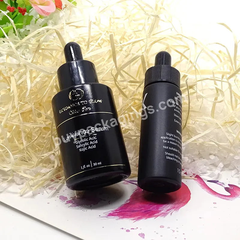 10ml 15ml 20ml 30ml 50ml 60ml Matte Black Essential Oil Serum Glass Dropper Bottle With Dropper