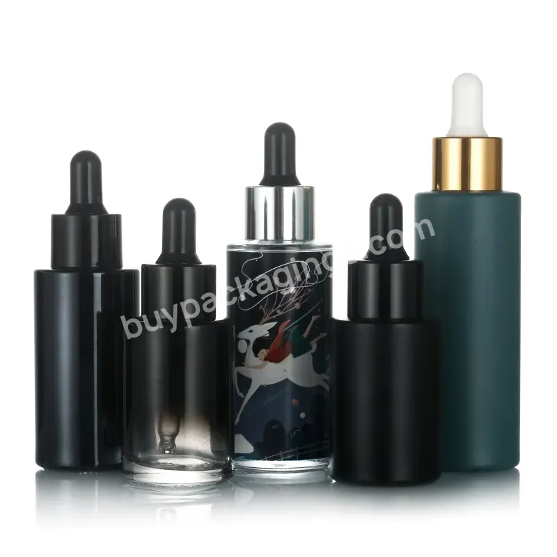 10ml 15ml 20ml 30ml 50ml 60ml Matte Black Essential Oil Serum Glass Dropper Bottle With Dropper